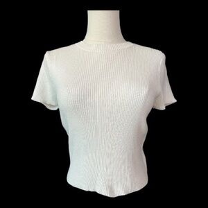 🆕 NWT Forever 21 white (vanilla) ribbed super soft tee | size L